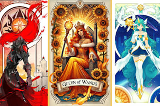 design custom tarot card illustration card game deck oracle card tarot card art