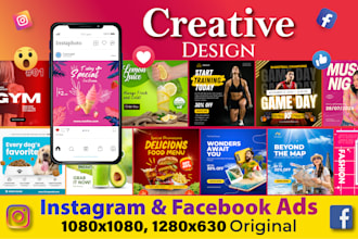 design creative facebook ads, instagram post ads and social media post