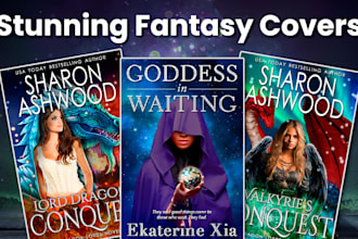 create a stunning and unique fantasy cover design with no ai