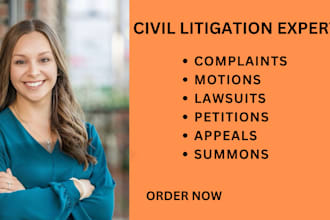 be your litigation expert for motion to dismiss, lawsuit, appeal, complaint