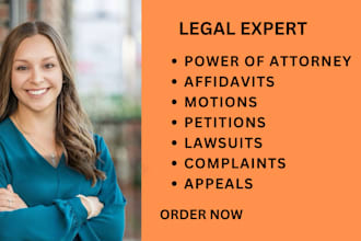write in 24hrs ready to file pleadings, motions, lawsuits , petitions, complaint