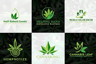 do minimalist cannabis weed marijuana hemp cbd oil logo or any graphics design
