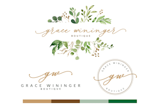 do watercolor logo brand kit, custom floral or any graphics design