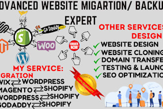 copy clone website migrate wordpress bigcommerce woocommerce wix shopify store