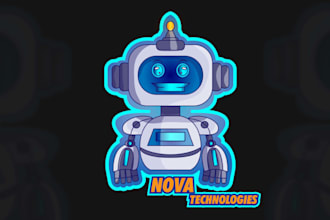 make modern style for geek robot mascot logo design