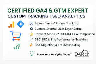 do google analytics 4 and GTM setup, tracking, reporting