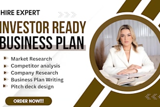 prepare investor ready business plan, financial plan, pitch deck and proposal