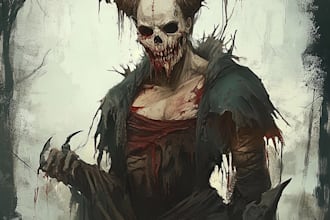 make an fantasy horror character art in unique style