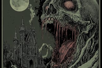 do horror, detailed dark, metal, creepy art illustration