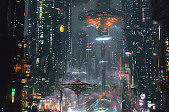 design a high quality cyberpunk city sci fi concept art