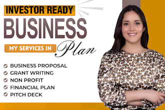 create business plan, executive summary, pitch deck design for investors