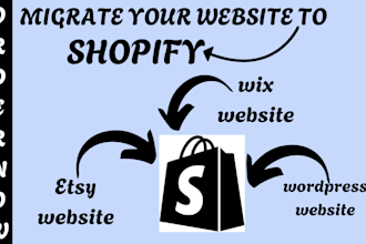 migrate wordpress wix etsy squrespace ebay website to shopify viseversa