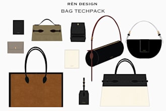 design a luxury handbag tech pack ready for factory
