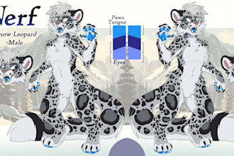 draw custom furry reference sheet, fursona furry art character reference sheet