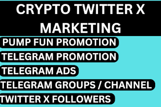 pump fun promotion to 10x token crypto twitter x marketing, telegram promotion