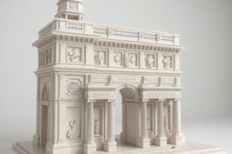 make 3d building model and monumental buildings bas relief engraving