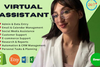 be your virtual assistant for admin support tasks, web research, email searching