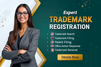 review trademark, patent application filing for brand registration US UK canada