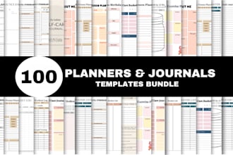 deliver printable planner, journal bundle for etsy digital products shop