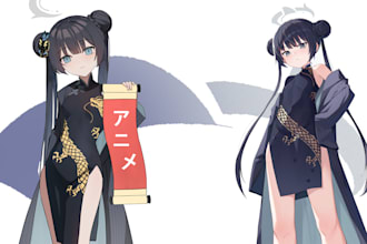 draw anime, sketch, line art, fanart, oc, vtuber and nsfw illustration