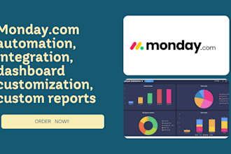 do monday automation,  integration, dashboard customization, custom reports