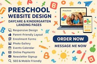 design preschool website kindergarten, daycare summer camp school website