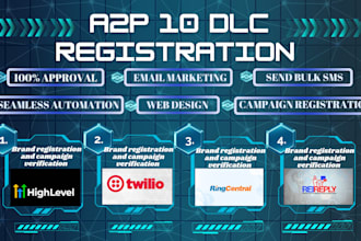setup a2p 10dlc, bulk SMS, IVR for twilio, ghl, ringcentral tcr