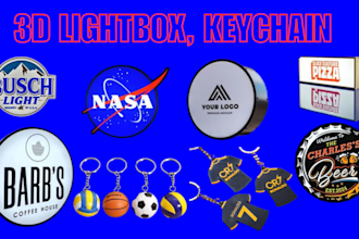 design 3d lightbox, 3d logo, keychain, coaster ,3mf for printing stl in 24 hours