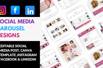 design facebook instagram linkedin carousel post design canva templates