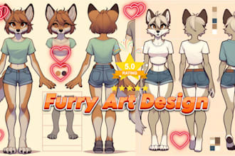 furry art nsfw character design, fursona reference sheet, anime furry nsfw oc