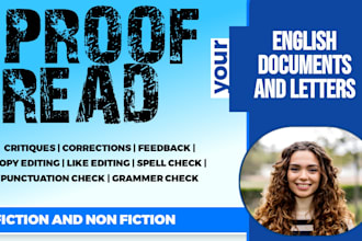 proofread, edit, grammar check and spell check english documents, essay, letters