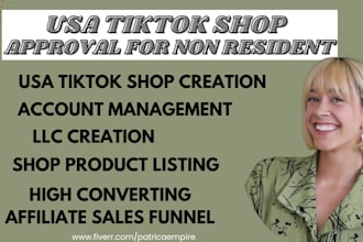 be your USA representative to create tiktok shop afiliate, tiktok affiliate