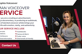 quickly record a professional american female voiceover warm audiobooks
