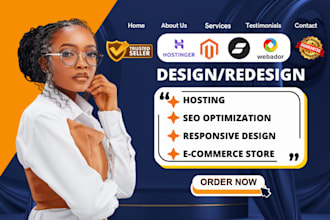 design or redesign hostinger , odoo , showit , duda , magento, webador website