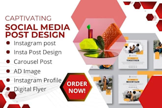design stunning instagram, carousel post, ad image, instagram profile, fb cover