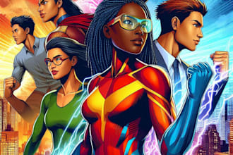do superhero comic artwork and book