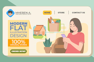 draw flat modern design illustration for you