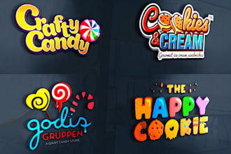do ice cream candy sweets restaurant pizza bbq food and bakery logo design