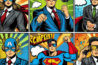 create professional comic superhero pop art portraits