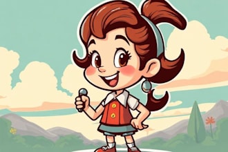 create retro vintage cartoon character illustration