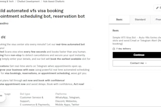build automated vfs visa booking bot,appointment scheduling bot, reservation bot