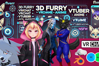 do 3d furry avatar vrchat avatar vrc anime character nsfw vtuber