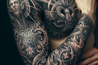 create custom tattoo design, tattoo sleeve