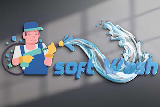 create a unique pressure washing home cleaning and power washing logo