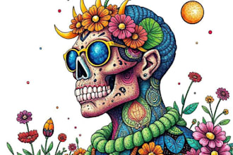 draw colorful detailed illustration