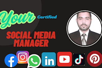 be your social media manager for facebook, instagram, linkedin, youtube, tiktok