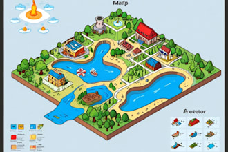 draw vector map or isometric map in illustrator