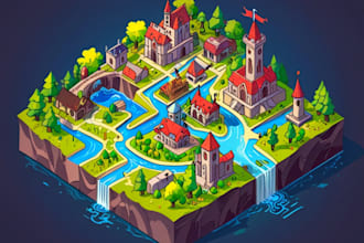 create a vector map illustration for events, festivals, and venues