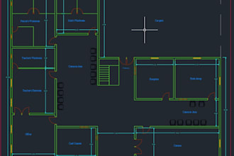 draft autocad 2d architectural floor plan drawing