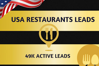 provide you 49k USA restaurants email addresses, hotels, cafe email leads